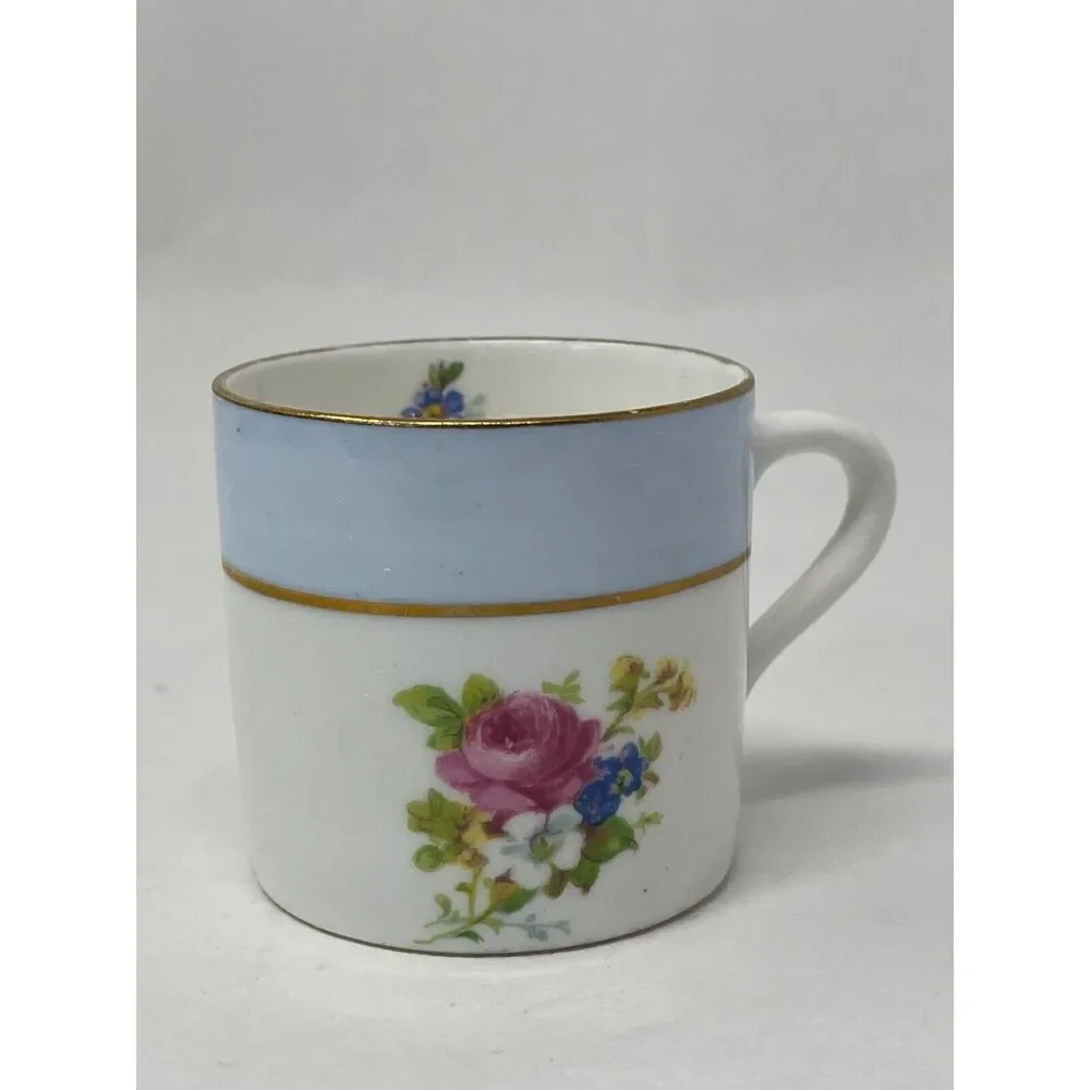 Rosina/Queens English Bone China Multicolored Floral Blue over White Gold Gilt‎